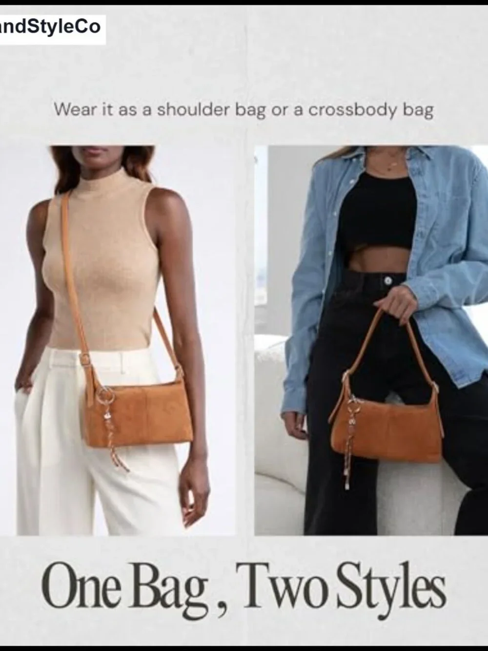 Suede Vegan Leather Small Crossbody Shoulder Bag with Adjustable Straps and
